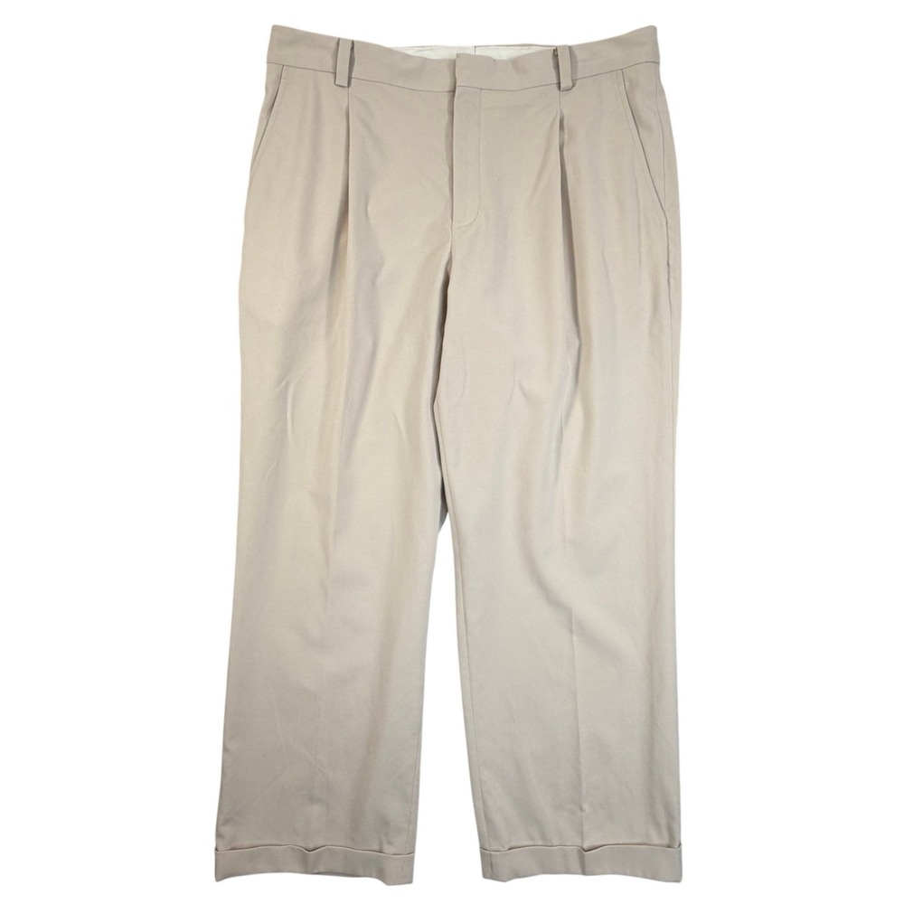 Nike Tiger Woods Mens 38x29 Double Pleated Cuffed Golf Pants Khaki Tan Trousers
